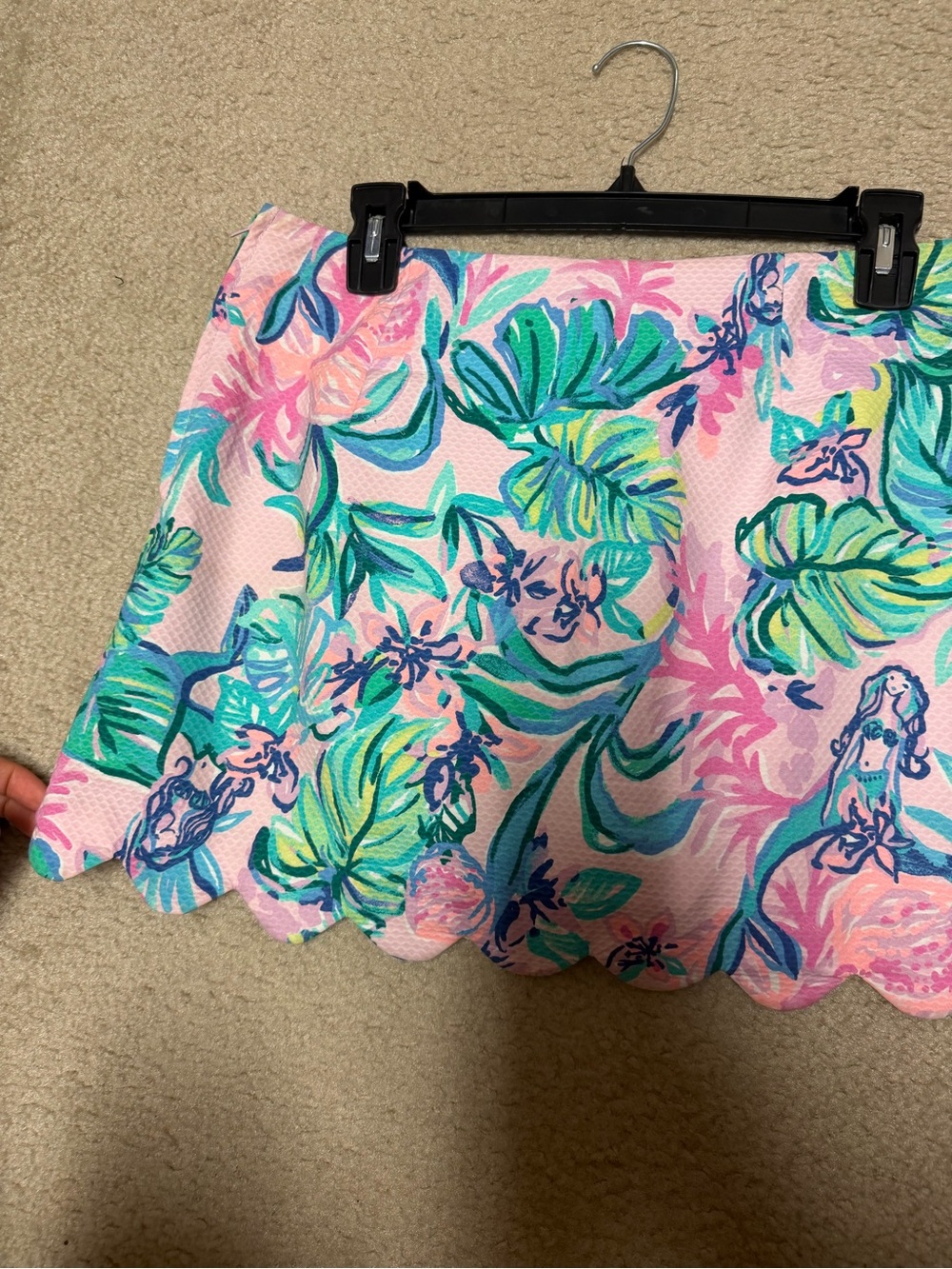 Lili Pulitzer Pink Tropical Scalloped Mini Skirt with Button Front - Picture 2 of 3